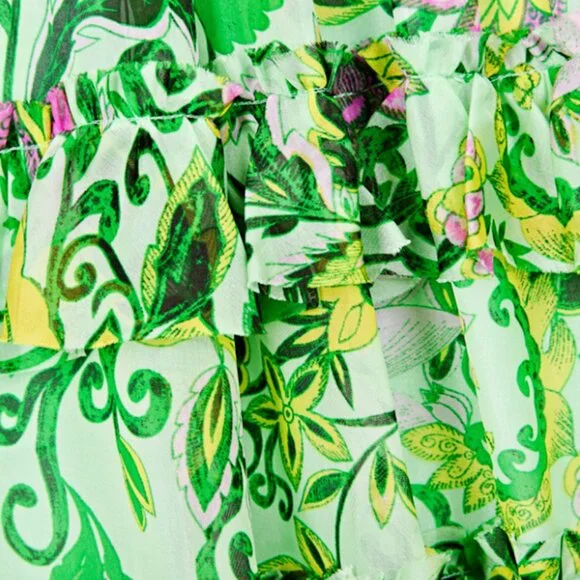 Diane von Furstenberg Modena Silk-Blend Dress in Garden Paisley Mint sz L $698
